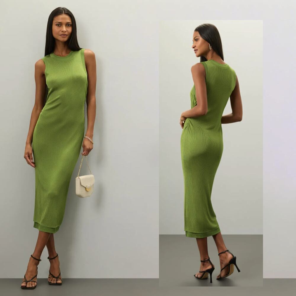 Atlein Collective Green Knit Midi Dress - Size S